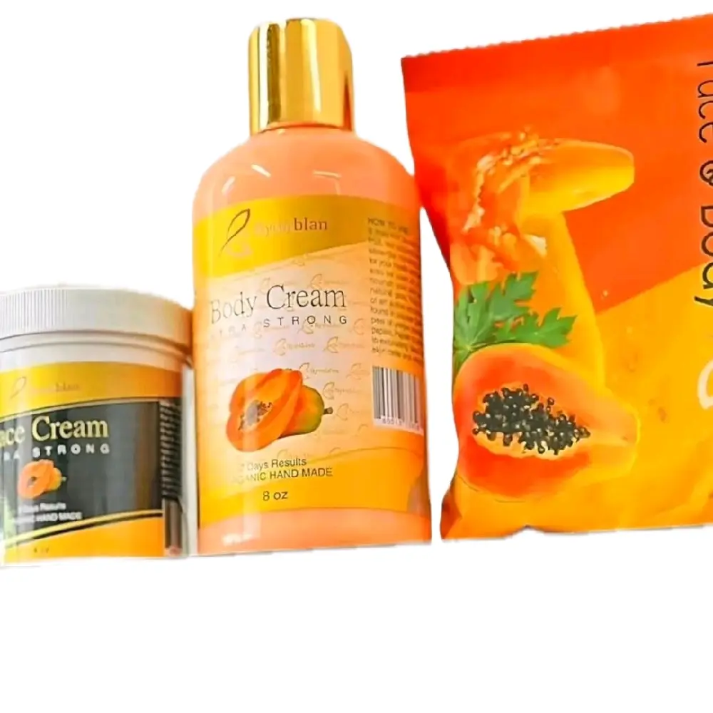 Papaya Body Cream & Soap Set - Natural Papaya Extract for Soft & Smooth Skin - Handmade Moisturizing Cream & Soap for Daily Use