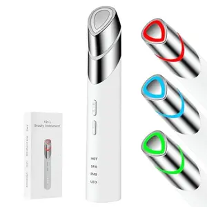 4-in-1 Heated Eye Massager with EMS & LED Light Therapy, High-Frequency Vibration Eye Care Device for Puffiness, Dark Circles, aging & Skin Firming, USB Rechargeable Beauty Tool