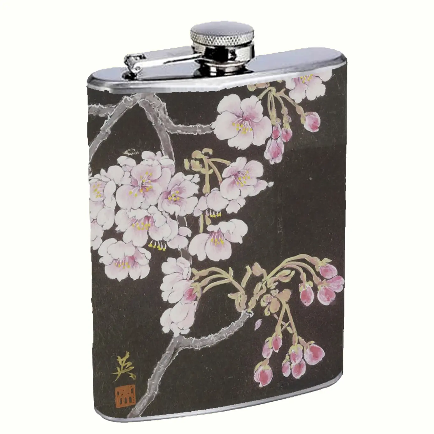 Cherry Blossom Branch Design 8oz Stainless Steel Flask