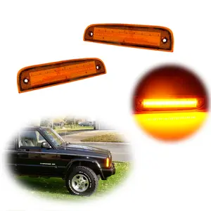 2pcs Amber LED Front Side Marker Corner Parking lamps Lights For 1997 1998 1999 2000 2001 Jeep Cherokee,Replace OEM 55055146, 55055147, CH2550118, CH2551118