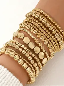 Women's Vintage Boho Beaded Bracelet Set, Trendy Elastic String Jewelry for Parties, Gifts, Christmas, Halloween, Valentine's Day