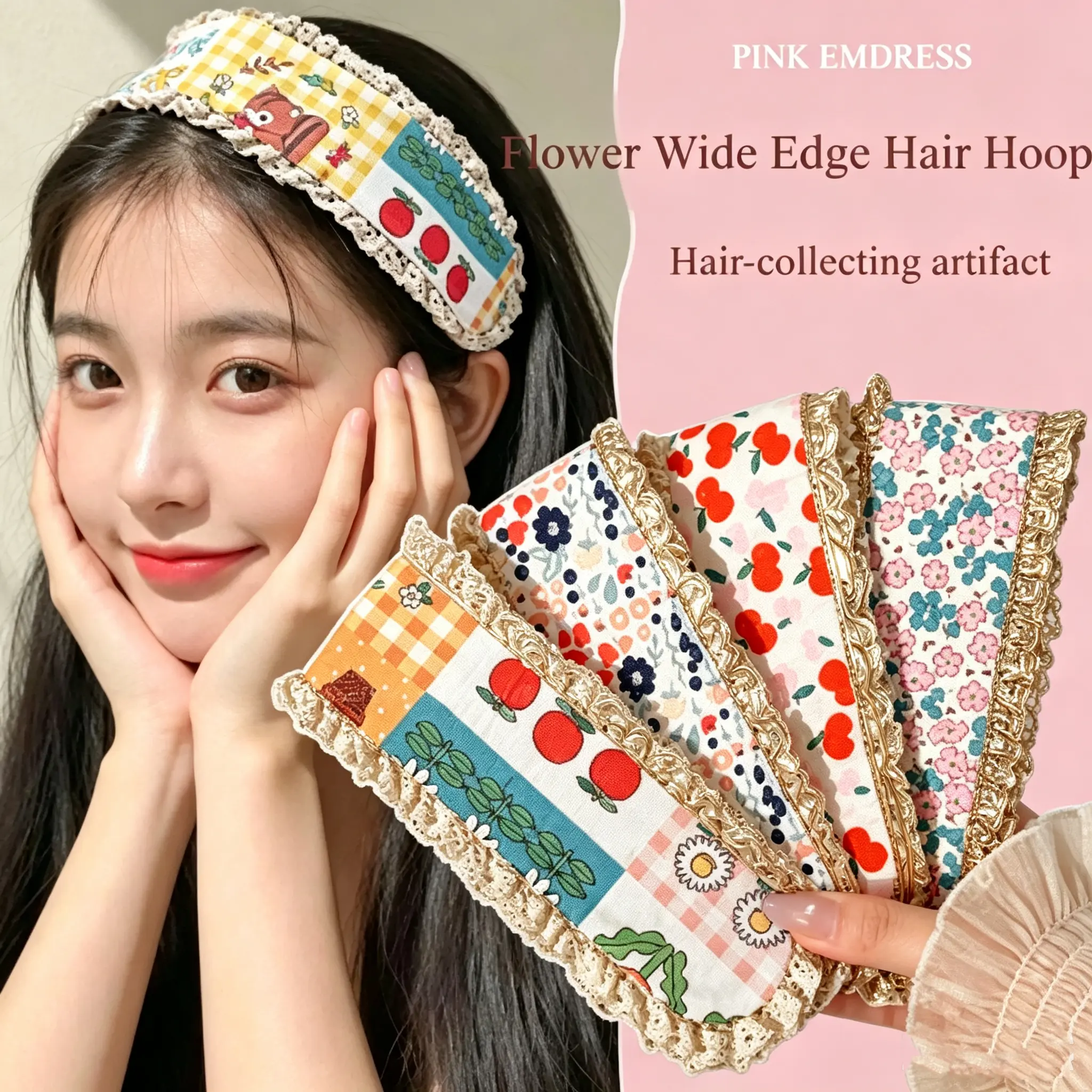 Sweet Floral Knitted Bang Sticker, Cute Magic Hair Band for Teen Girls & Women, Paste Type Hair Holder to Tame Flyaways, Floral Pattern Adhesive Headband Hair Accessories
