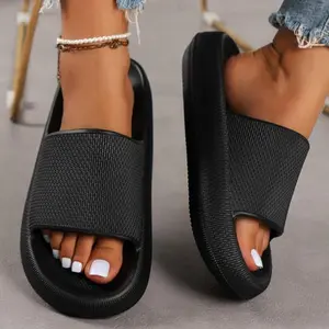 Unisex Pillow Slide Sandals Comfortable Rubber Shower Slippers with Soft Cloud Foam Low Arch Support Non Slip Soles for Men Women
