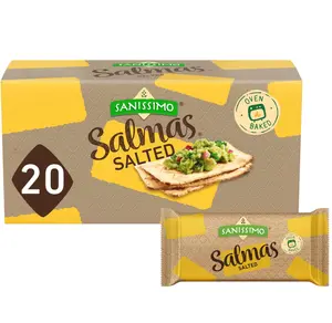 Sanissimo Salmas Salted, 20 packs of 3 Crackers, Oven Baked Corn Crackers, Gluten Free, Non GMO, Kosher Certified