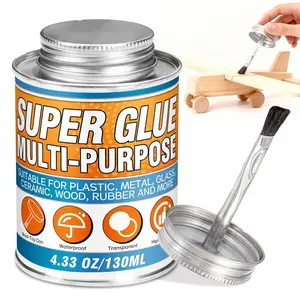 Super Glue with Brush (130ml) -  Purpose  Clear Adhesive,  Superglue Multi-Purpose Glue Gel for , Ceramic, Glass, Leather, Plastic, Rubber, DIY Crafts & Industrial Repairs