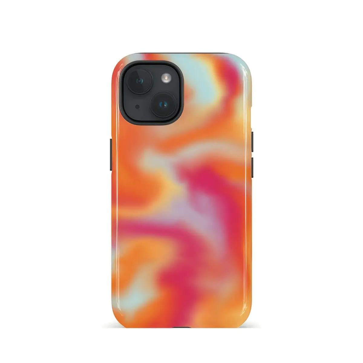 Mixed Color 1 Patterned Red & Orange Gradient Glossy Polycarbonate Smartphone Case - Protective PC Tech Accessory for iPhone 17,16PM,15PM,13,13MINI,12,11,XSMAX,7,SE2 with Bubble Suction Handheld Holder (TA3207909)