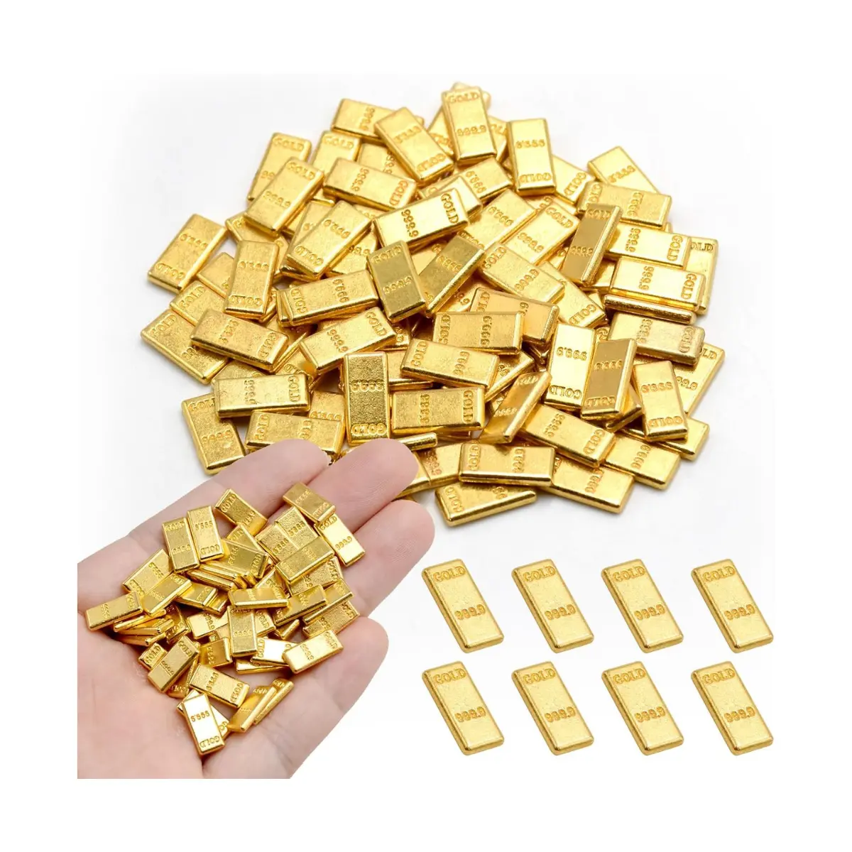 100PCS Mini Gold Bars – Tiny Fake Gold for Crafts, Dollhouse & Fairy Garden Decor