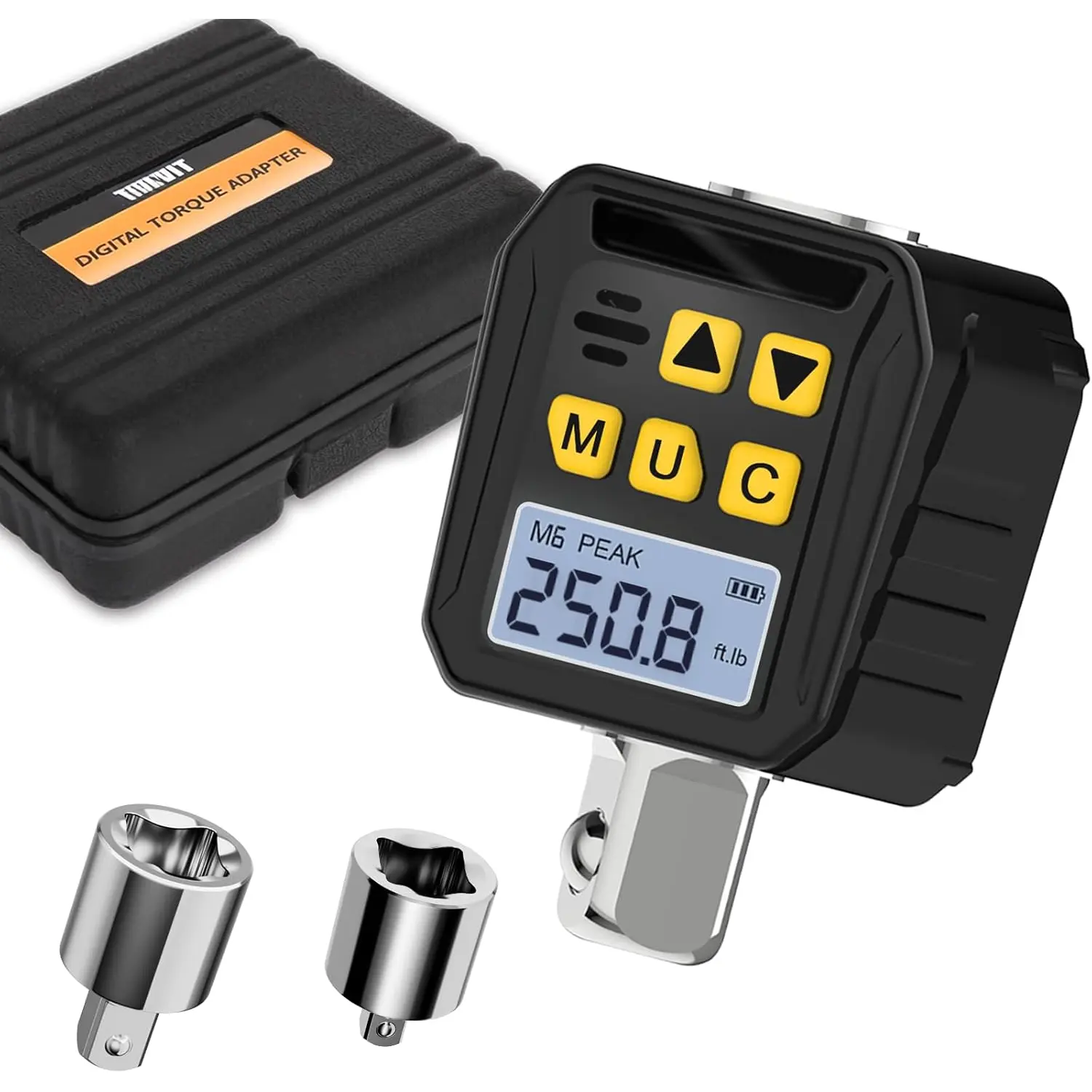 1/2" Drive Digital Torque Adapter, 12.54-250.8 Ft-lb/17-340 Nm Digital Torque Adapter Set with 3/8" and 1/4" Adapters, Buzzer & LED Flash Notification for   Repair