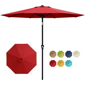 2.7M Patio Umbrella Parasol – Large Outdoor Sun Shade, UPF 50+ UV Protection, 8 Strong Steel Ribs, Easy Crank, Wind Resistant, Ideal for Balcony, Pool, Lawn (Base Not Included)