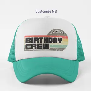 Custom BIRTHDAY Party Trucker Hat – Personalized Retro Striped Design | Trucker Party Hats, Bday Hats, Fun Pool Beach Party Accessories, Matching Group Hats