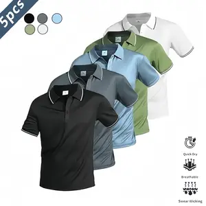 Five-piece set featuring a casual men’s short-sleeve polo shirt; quick-dry golf and tennis shirts; comfortable riding apparel; fashionable men’s sportswear; suitable for casual gatherings, holidays, and travel; Breathable Athletics