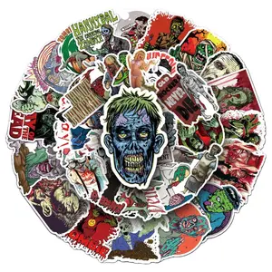 Zombie Graffiti Sticker Pack 51pcs DIY Horror-Themed Decals for Skateboards Water Bottles Luggage Must-Have for Trendsetters Waterproof High-Quality Stickers
