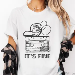 Retro Cassette Tape T‑Shirt, It’s Fine Graphic Tee, Funny Humor Tee Music Lover Gift, Mental Health Shirt
