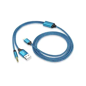 iPhone Aux Cord for Car, Lightning to 3.5mm Aux Cord 2 in 1 Audio and Charging Cable for Car Home Stereo Speaker Headphone Car Charger Compatible with iPhone 14 13 12 11 Pro Max XR XS 8 iPad iPod-4FT