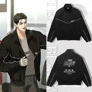 Korean Manhwa Jinx Team Black Windbreaker Jacket Men Women Sports Coat Loose Track Activewear Joo Jaekyung Cosplay Y2K Clothes