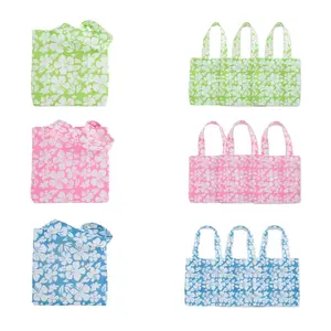 6" x 6" Mini Nonwoven Hibiscus Tote Bags - 12 Pc.