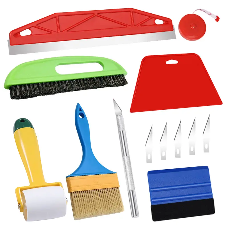 8PCS Wallpaper Smoothing Tools, Wallpaper Tool Kit with Squeegee Smoother, Seam Roller, Wallpaper Brush for Peel and Stick Hanging, Contact Paper, Vinyl Application, Wall Tile