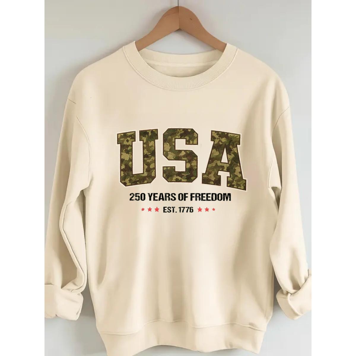 250 Years of Freedom Sweatshirt/Hoodie/T-Shirt, Camo Patriotic America Shirt, Vintage Est. 1776 Graphic Tee for Men and Women