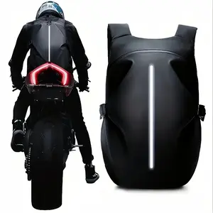 Motorcycle Backpack with Safety Reflective Strips Anti-Theft Zippers Large Capacity Main Compartment & Independent Helmet Storage Ideal for Long-Distance Riders
