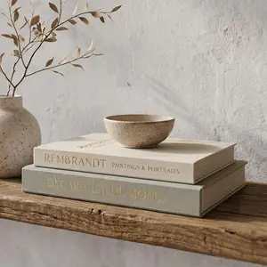 Set of 2 Beautiful Decorative Linen Books - Aesthetic Faux Fake Books for Modern Home Decoration for Coffee Table, Bookshelf or Mantel - Stylish Keepsake Box and Photo Storage Solution