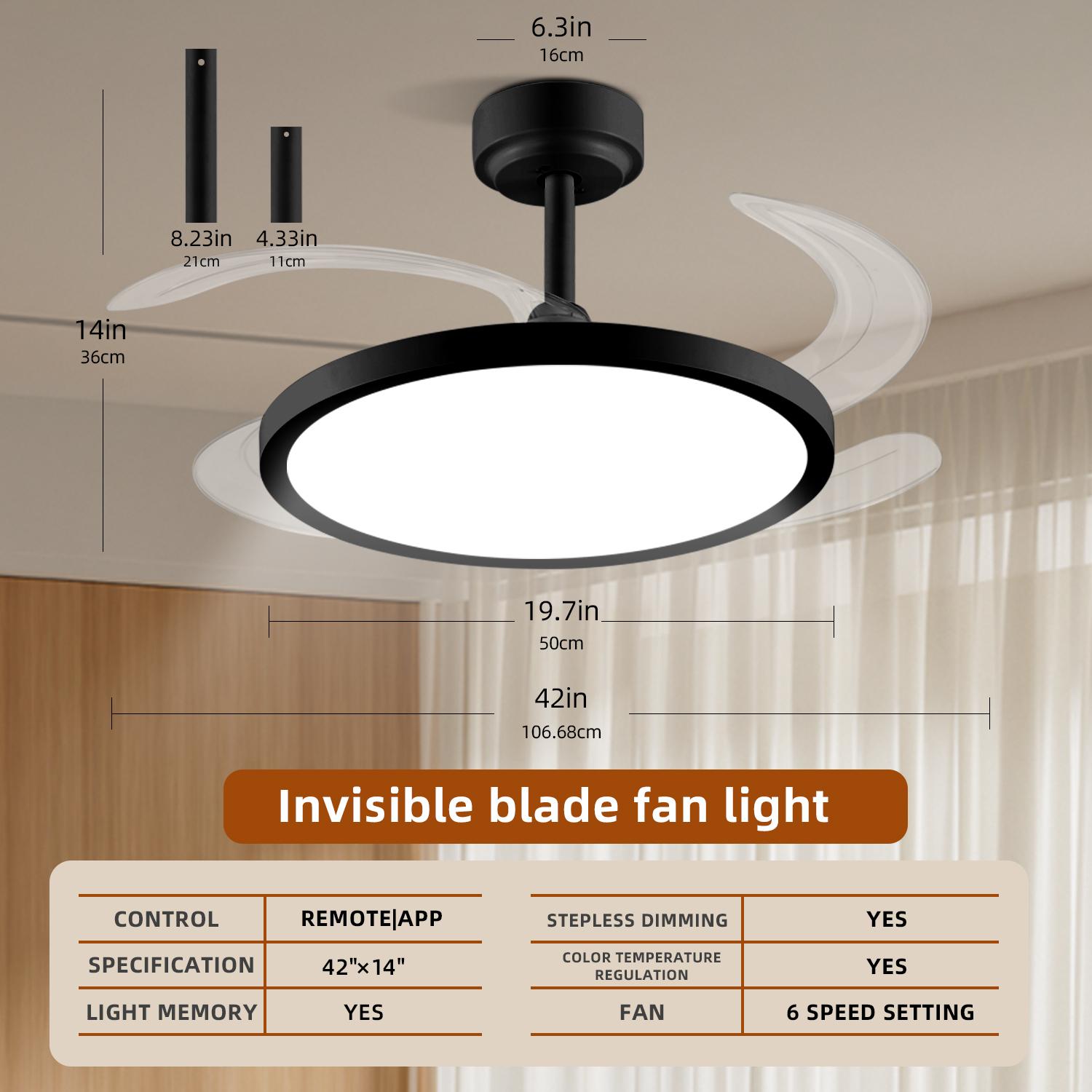 【SALE】BAYSQUIRREL Slim Retractable Ceiling Fan with Light & APP Remote Control 42in Modern Smart RGB Fan with Bluetooth Speaker Dimmable Full Spectrum Memory 6-Speed Reversible,Feb Faves,Excellent Gifts for Valentine's Day