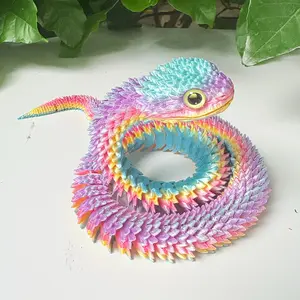 3D Printed Viper Snake Toy, Realistic Gradient Colors, Fully Jointed Flexible, Creative Desktop Ornament, Boy Gift