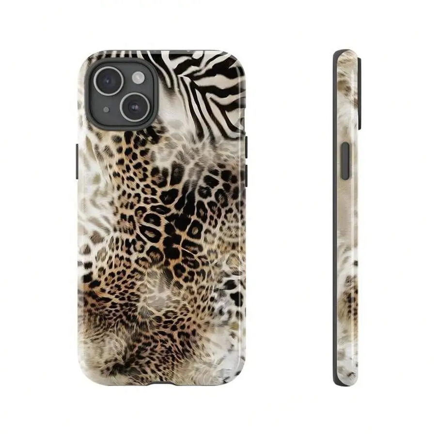 Retro Animal Print Phone Case - Cheetah, Zebra, Tiger Designs, Aesthetic Waterproof Mobile Accessory for iPhone 16 Pro Max, Pixel, Samsung Galaxy S25, Multiple Phone Compatibility, Accessories