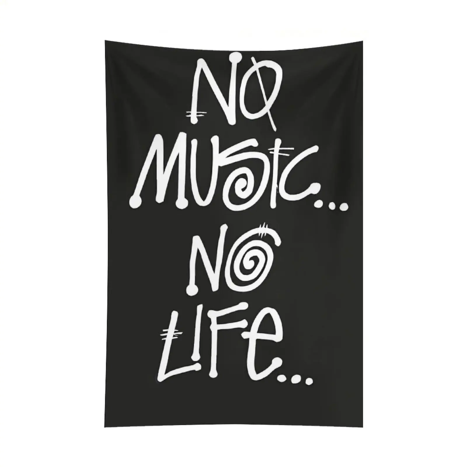 Black White Quote Print Music Wall Tapestry, Decorative Rectangle Polyester Soft Fabric Hanging, Aesthetic Room Decor for Bedroom, Ideal Gift for Home Supplies