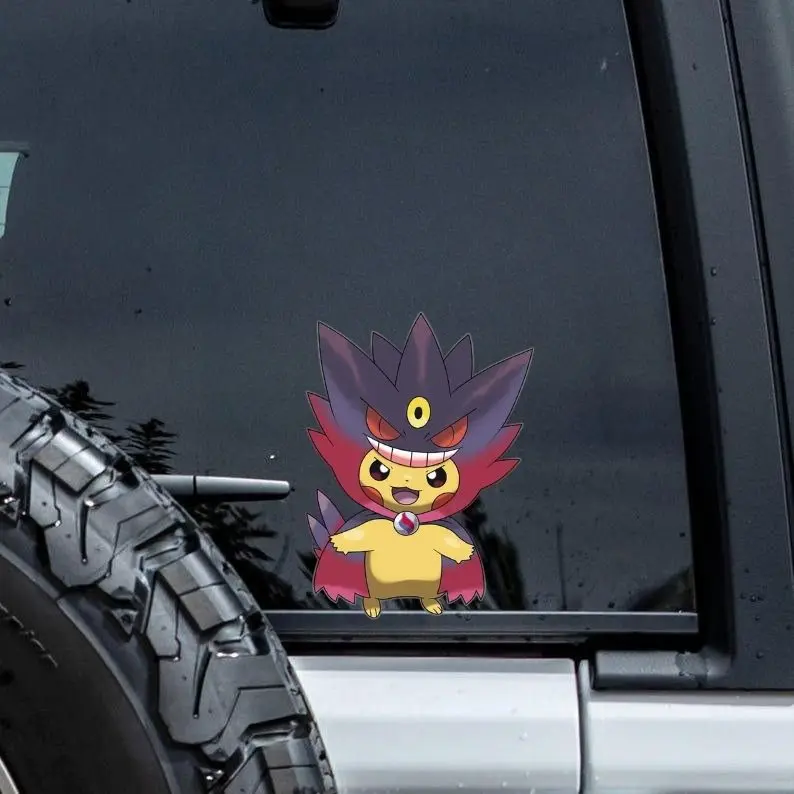 Mega Gengar Vinyl Sticker, Poke Car Decal Cute Waterproof Poke Vinyl Stickers, Decal for Laptop, Water Bottle, Car, Gamer Gift