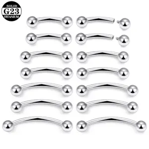 G23 Titanium Curved Barbell Eyebrow Ring, Internally Threaded Ball Ends, 16G Hypoallergenic Piercing Jewelry for Eyebrow, Tragus, Cartilage, 3mm/4mm/6mm Ball