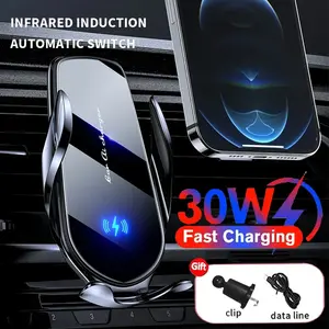 30W Fast Charging Station Car Bracket Car Wireless Charger Air Vent Car Phone Holder Mount  For iPhone 16 15 14 13 12 Samsung Xiaomi Infrared Induction Automatic Switch