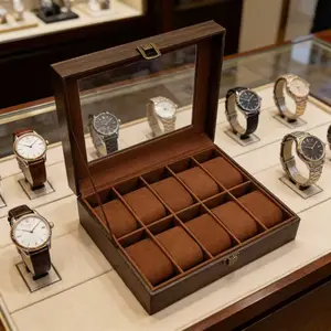 Wood Grain Design Watch Display Storage Box, Detachable Watch Pillow, Dust-Proof Jewelry Case, Perfect Gift, Decorative Ornament