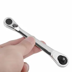 1/4" Mini Double-Headed Ratchet Wrench 72-Tooth Drive Socket Set Rotator Silver Quick Release Tool for Practical Repair & Maintenance