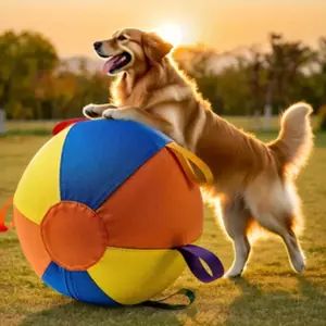 Durable Bite-Resistant Rubber Inflatable Dog Training Ball Set with Handle, Interactive Throwing Toy for Border Collies