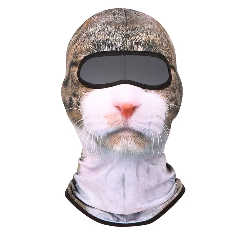 Cross-border sun protection cycling headgear, outdoor play, beach animal 3D printed face mask, UV protection, cooling headgear for men