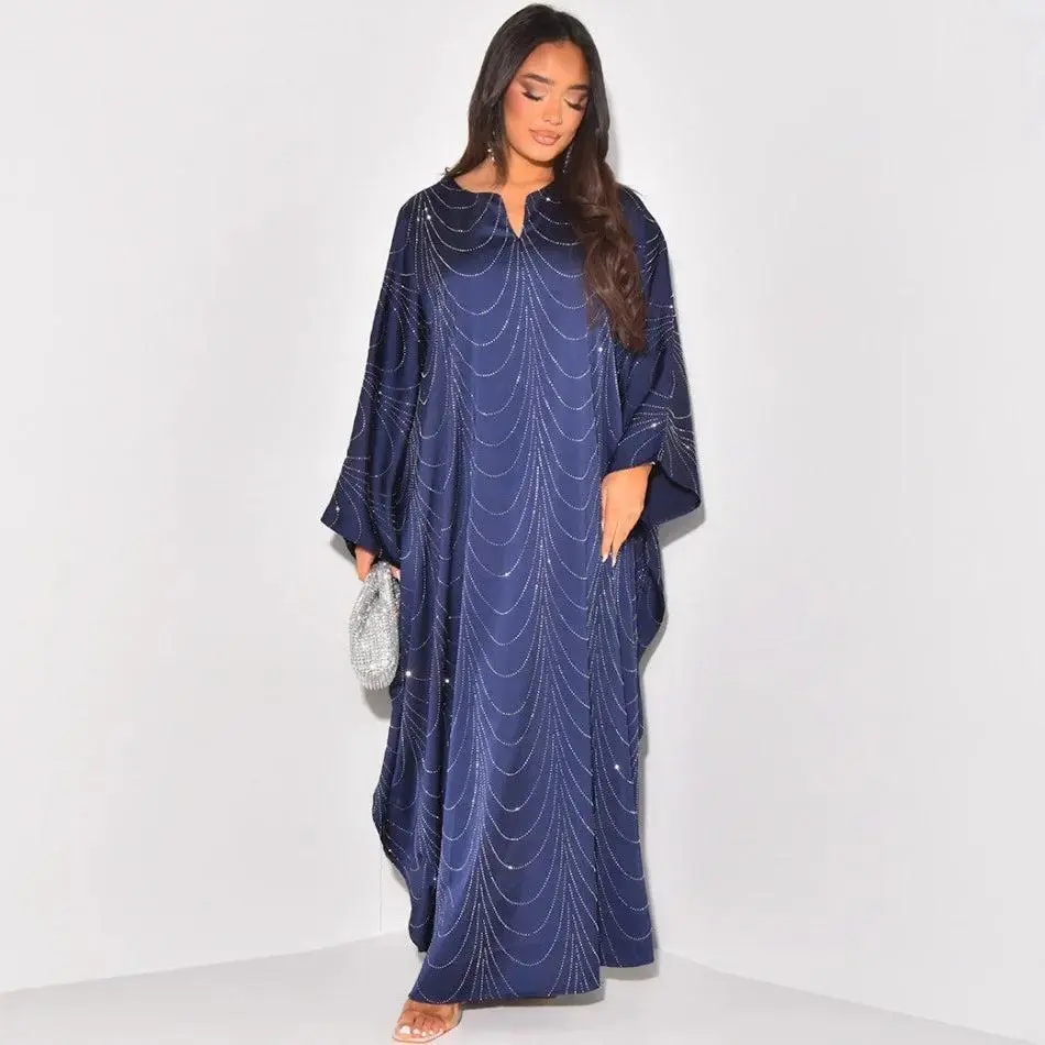 Eid Mubarak Djellaba Ramadan Muslim Women Maxi Dress Diamonds Abaya Dubai Kaftan Robe Kebaya Caftan Femme Musulmane Vestidos