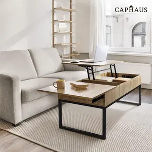 CAPHAUS Lift Top Coffee Table w/ Sliding Drawer, Rising Tabletop Coffee Table w/ Hidden Compartment & Sliding Drawer, Storage Coffee Table w/ Lift & Sliding Top for Living Room, 41"