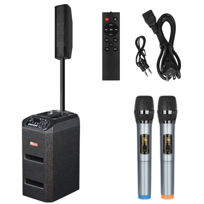 PS-841 Line Array ColumnPA/DJ System Rechargeable speaker bluetooth Premium sound system loud system, ktv system and home karaoke system, with 8-inch driver, dual wireless mics, 6H playtime, support for parties & karaoke nights Audio outdoor