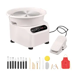 【Summervibes】VEVOR Pottery Wheel,  , Direct Drive Ceramic Wheel with Shaping Tools for DIY Art Craft, 11 inch Pottery Forming Machine, 450W Electric Wheel for Pottery with Foot Pedal and LCD Touch Screen, White