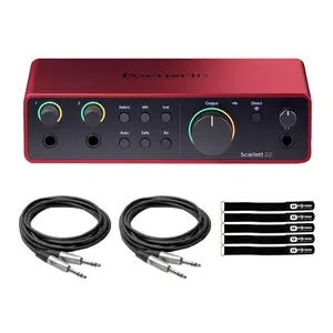 Focusrite Scarlett 2i2 4th Generation 2-in 2-out USB Audio Interface with Interconnect Cables Package