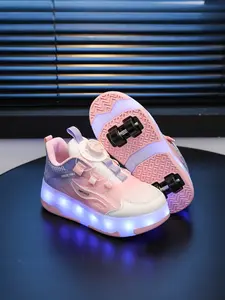 Gradient Glowing Roller Skates, Unisex Button-Release Charging Flash Light Sports Shoes, Shoes with Wheels, Anti-Slip Outdoor Leisure Inline Skates