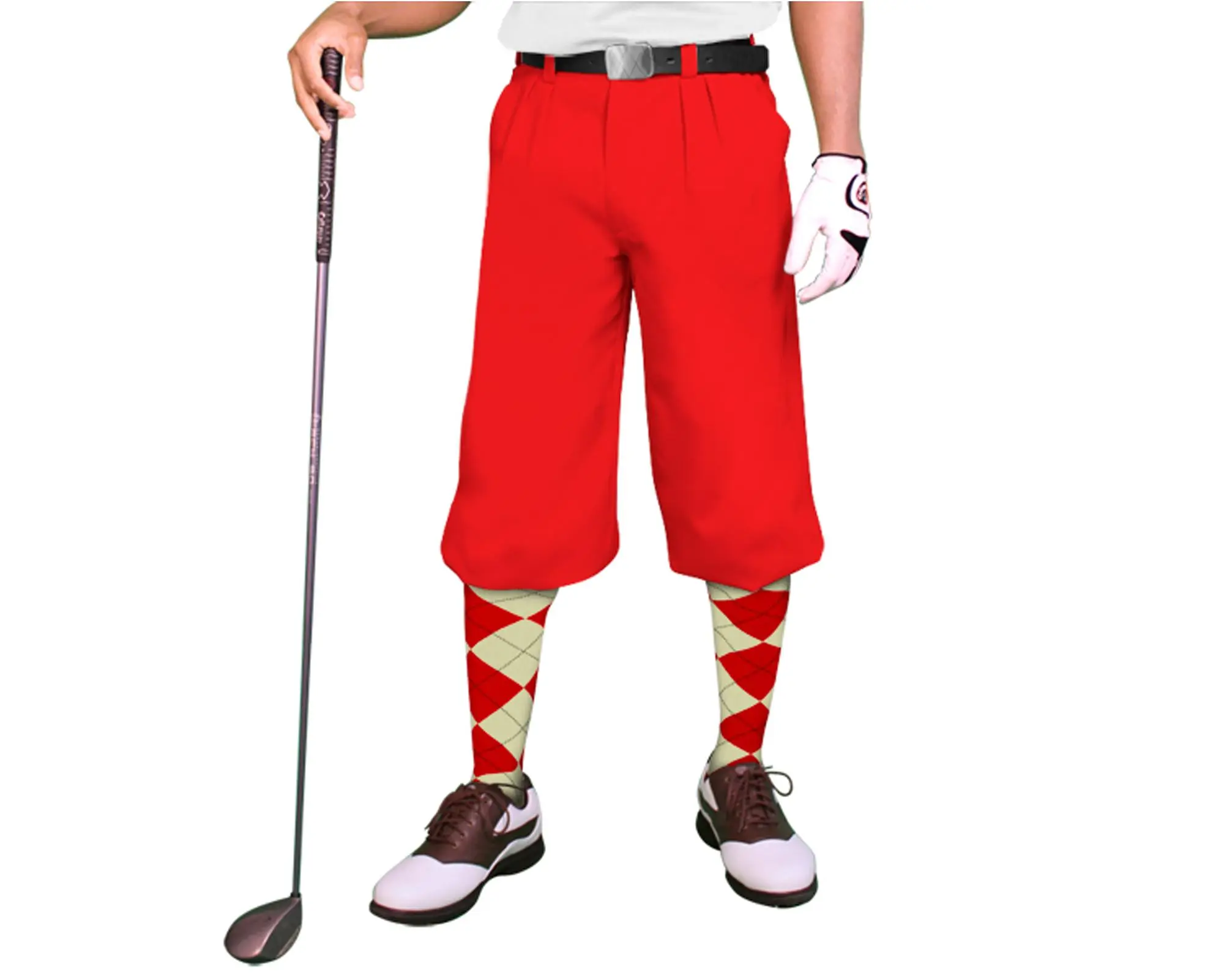 Golfknickers.com 'Par 3' Mens Red Microfiber Golf Knickers Golf Clothing Golf Pants