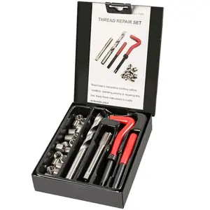 Thread Repair Tool for Damaged Threads, Manual Steel Wire Insert Helicoil Set, Spark Plug Thread Restorer and Taps