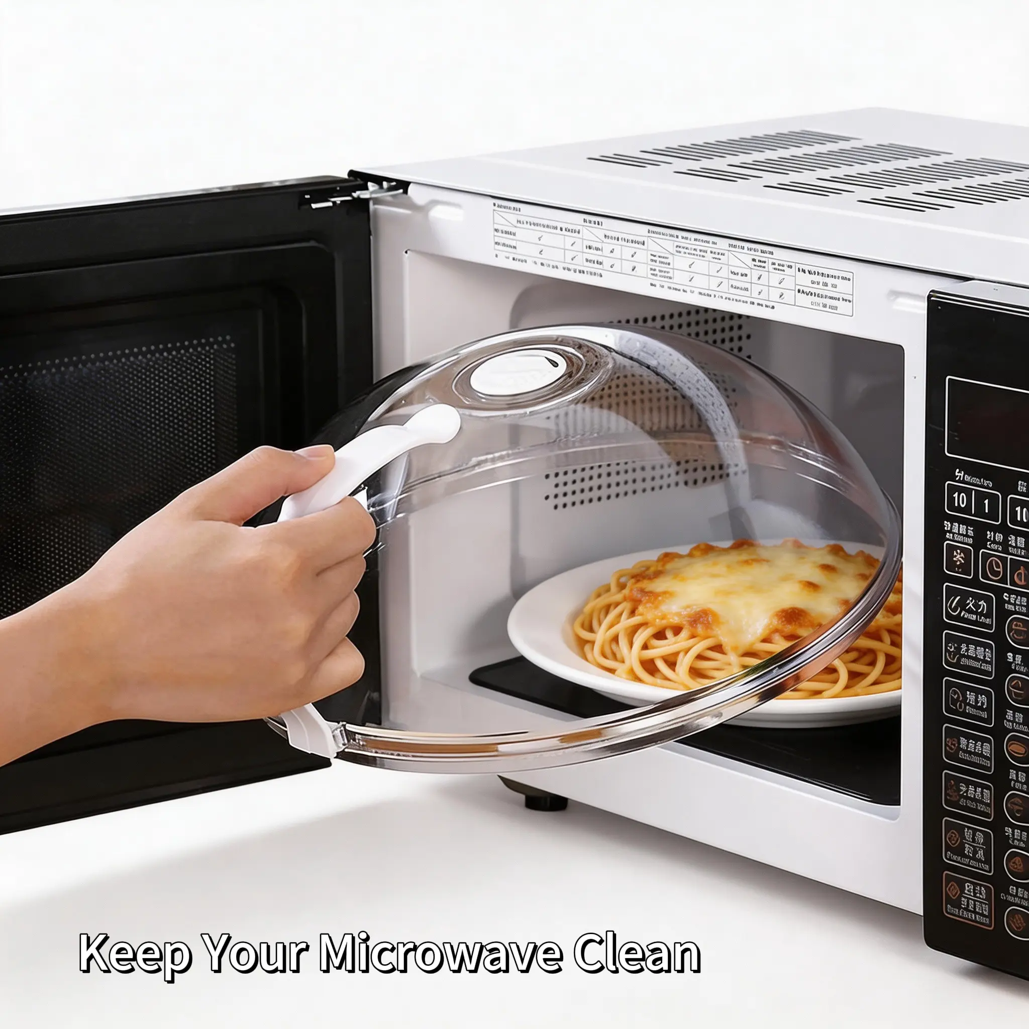 2026 Upgraded 1-Color Handheld Microwave Splatter Cover - Clear Water Steamer, Adjustable Vented Design, Dishwasher Safe Home Supply for Busy Households