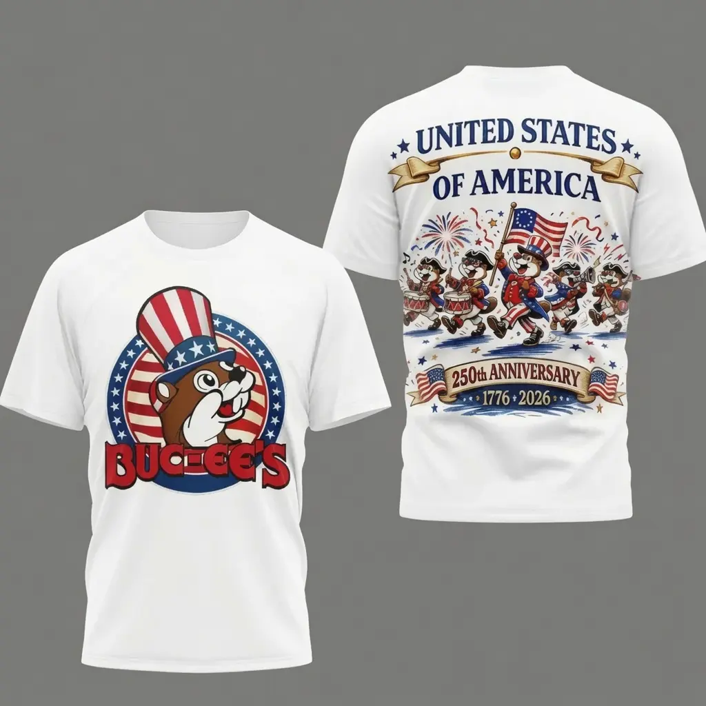 Bucees 250th Anniversary America, 250th years of Freedom, Unisex Graphic T-Shirt, Printed Cotton Tee, Relaxed Fit Shirt, Unisex shirt Top Menswear