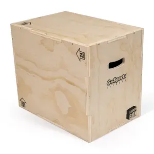 GoSports Fitness Launch Box 3-in-1 Adjustable Height Wood Plyo Jump Box for Exercises of All Skill Levels - Standard