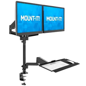 Dual Monitor Sit-Stand Desk Mount with Keyboard Tray