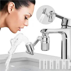 Upgraded Rotatable Filter Faucet Aerator Extension – 2-Mode Splash-Free, Upgrades 95% of Faucets, All-Angle Control, Micron Filtration for Kitchen Bathroom Sink