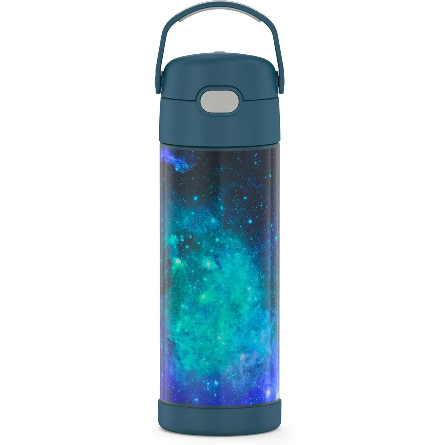 THERMOS FUNTAINER 16 Ounce Stainless Steel Vacuum Insulated Bottle with Wide Spout Lid, Galaxy Teal