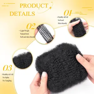 VITORISH Afro Kinky Bulk Human Hair for Braiding Curly Wave 1B 14/12/10 Inch 3pcs 30g pcs Soft Tangle-Free Natural Volume Texture Micro Locs Extensions